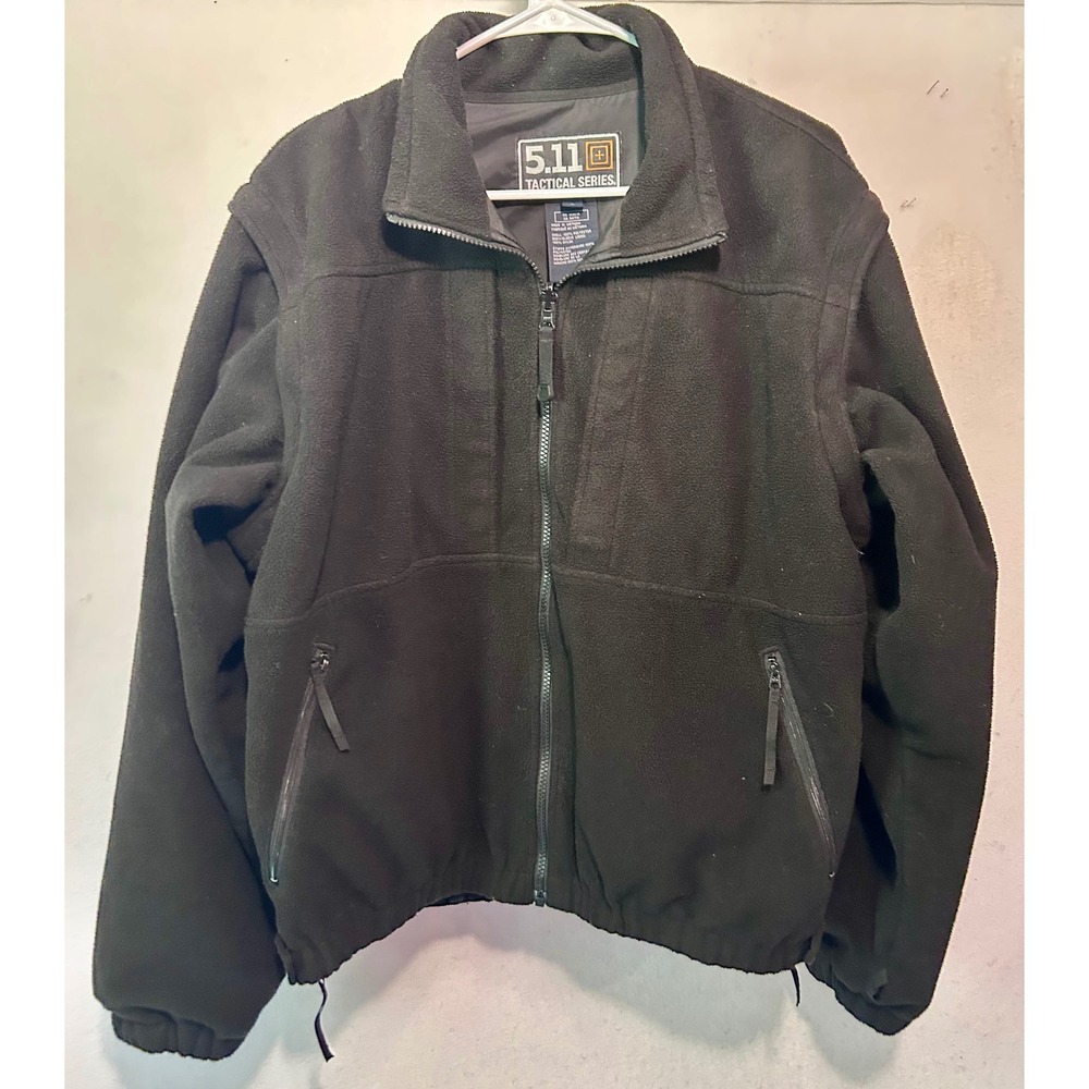 5.11 Tactical Series Mens Black Fleece Full Zip Jacket Large Removable Sleeves